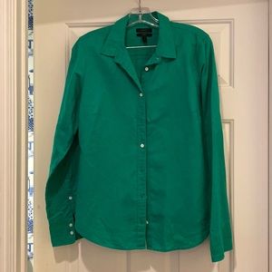EUC- J Crew Kelly Green Long Sleeve Linen button up